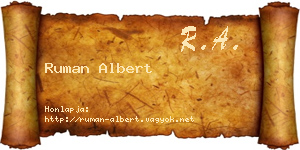 Ruman Albert névjegykártya